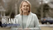 This image is a screenshot from April McClain Delaney's first television ad spot released on Tuesday, March 5, 2024.